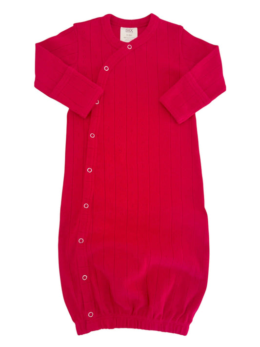 Red Pointelle Newborn Gown