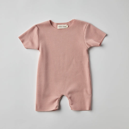 Waffle Romper in Pink