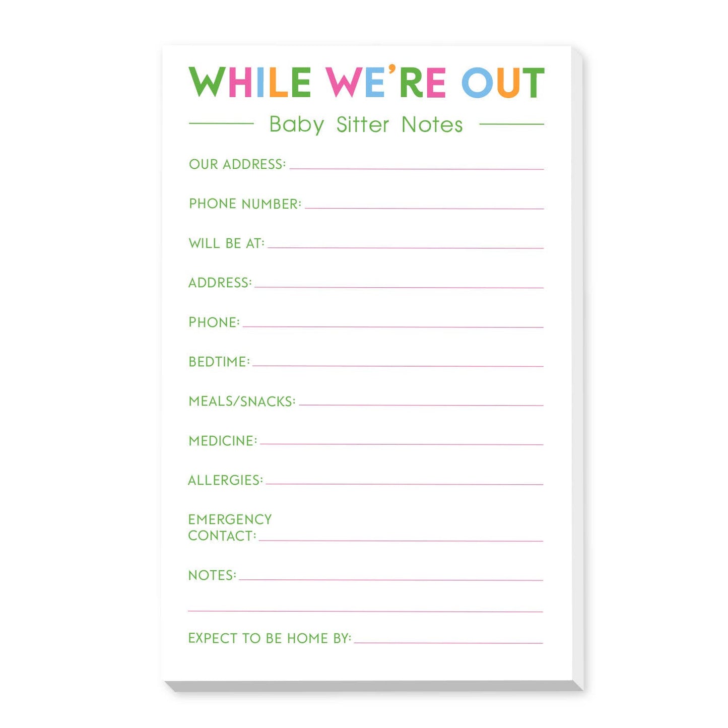 Babysitter Large Notepad
