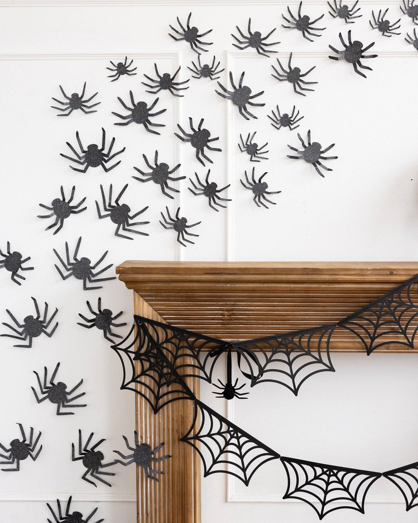 Glittered Spiders Wall Decor