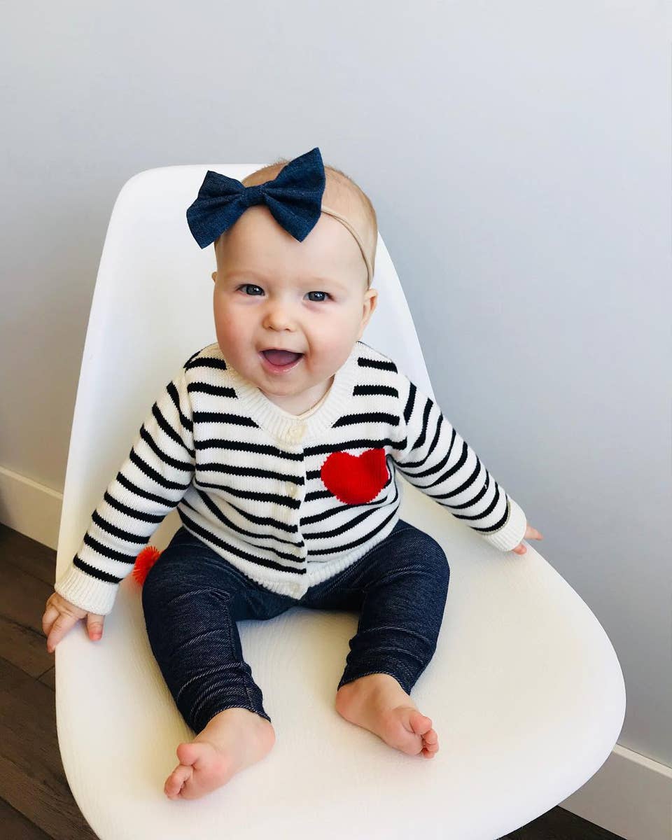 Denim Bow Baby Headband