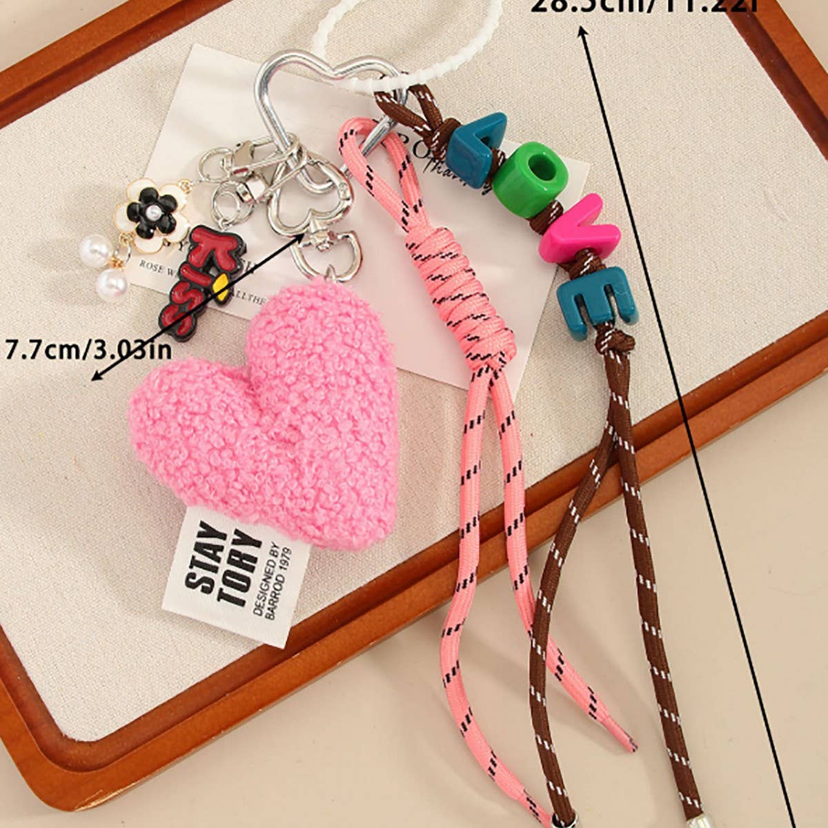 Pink Plush Heart LOVE Bag Charm