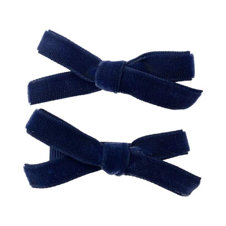 Velvet Pigtail Alligator Hair Clip Bows