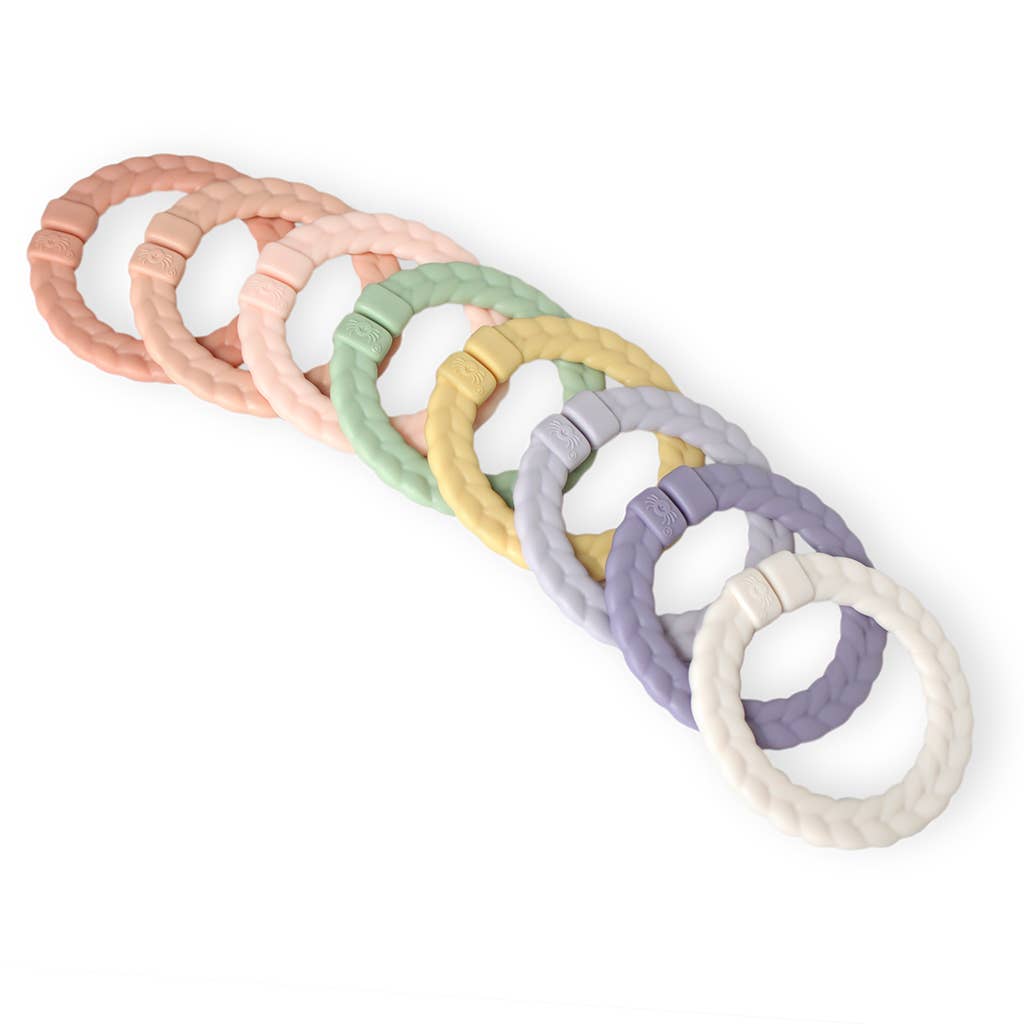 assorted plastic rings on a white background