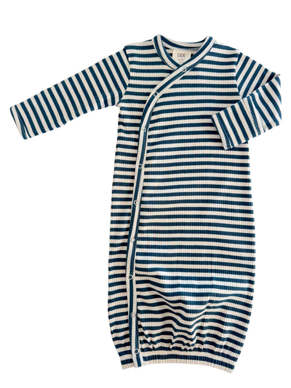 Steel Blue Stripe Organic Ribbed Gown