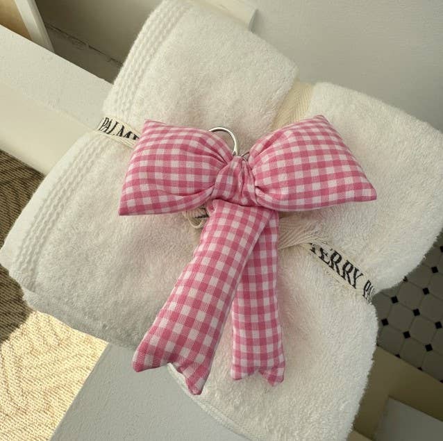 Gingham Puff Bow Bag Charm