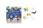 Ocean puzzle with colorful packaging on a white background