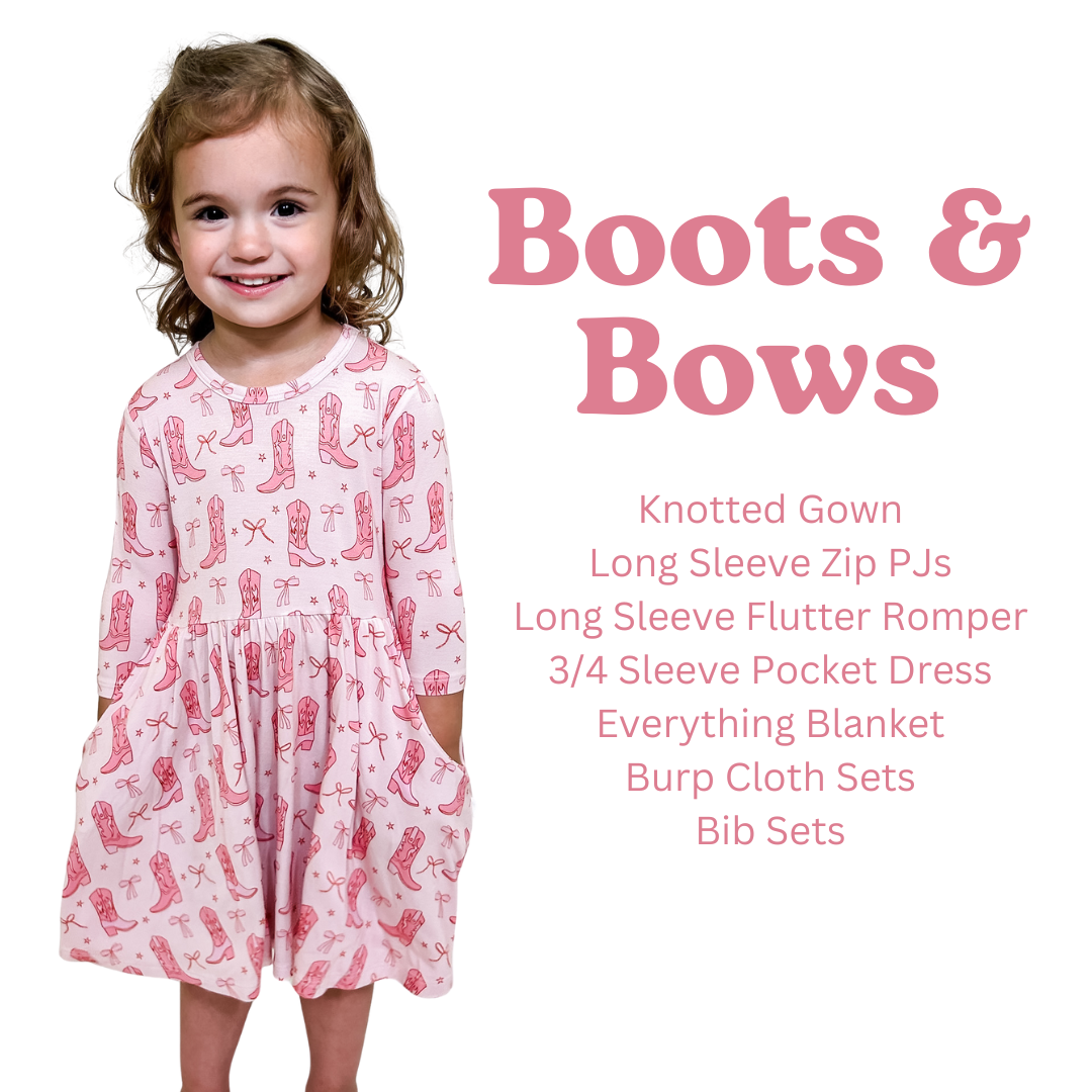Cowgirl Boots & Bows - Burp Cloth Set