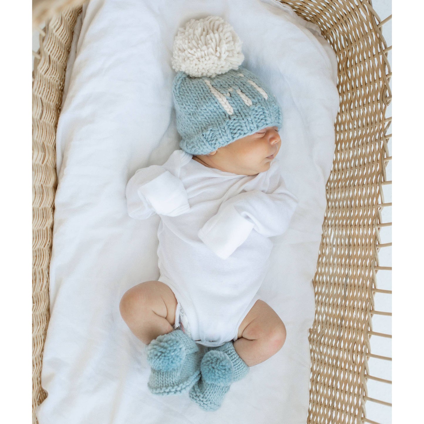 Garter Stitch Baby Booties with Pom Poms