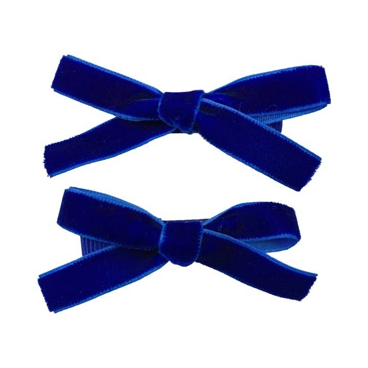 Velvet Pigtail Alligator Hair Clip Bows