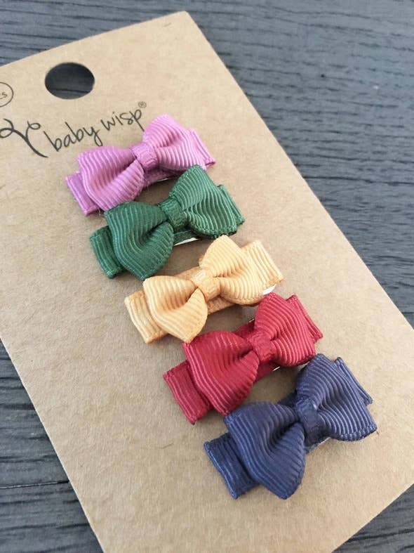 Brave- 5 Tiny Tuxedo Bows on Snap Clips