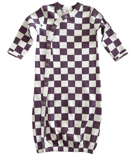 Berry Checkerboard / Organic Gown