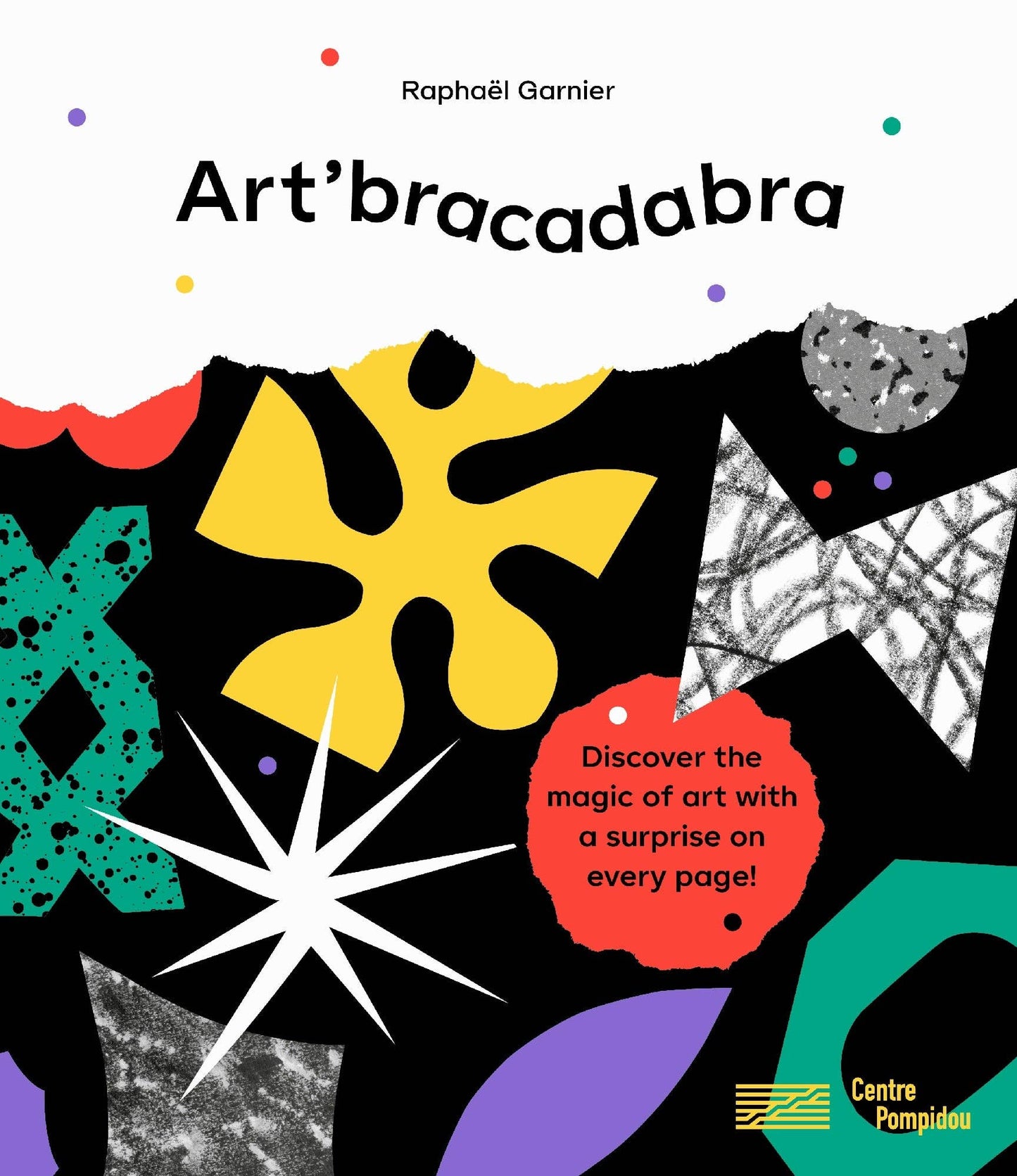 Book cover of 'Art'bracadabra' with colorful abstract designs and text.