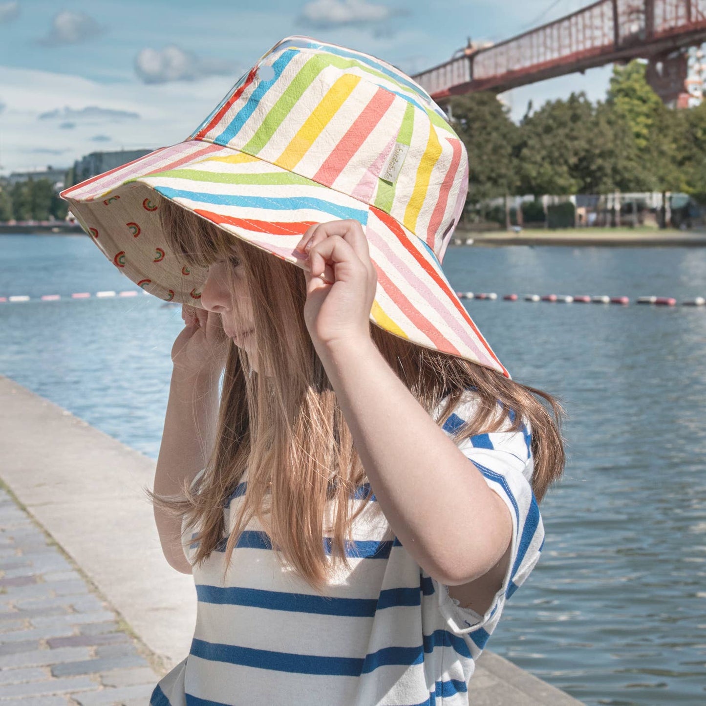 Rainbow Stripe Reversible Sun Hat 3-6 Years
