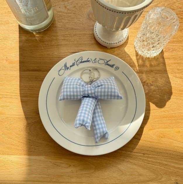 Gingham Puff Bow Bag Charm