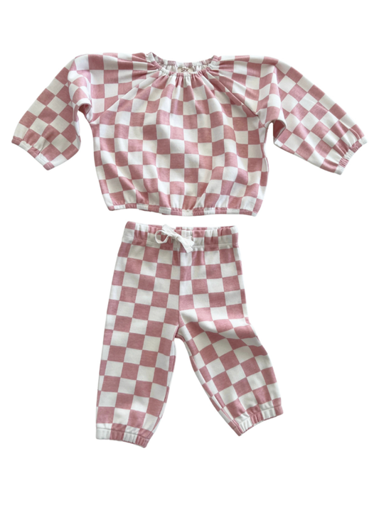 Strawberry Checkerboard Top + Pant Set