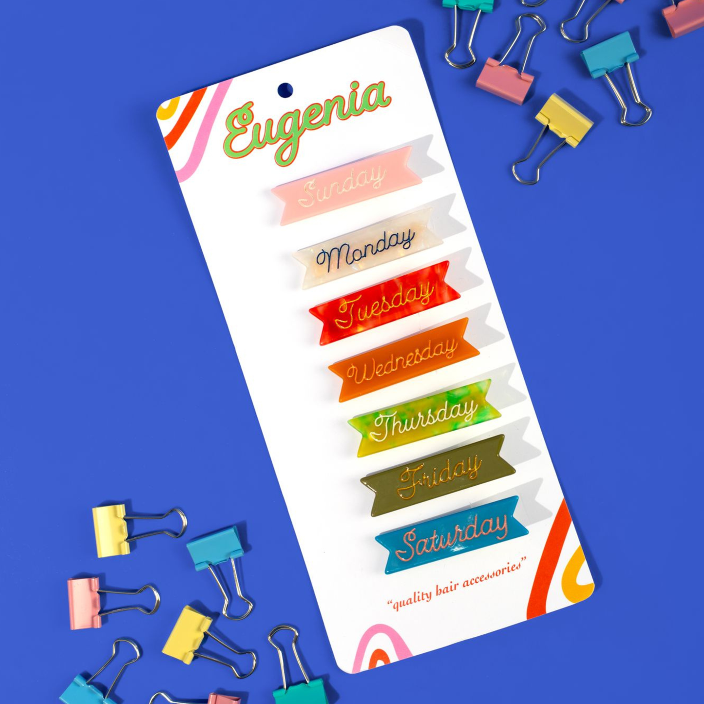 Days of the Week Hair Clips set of 7