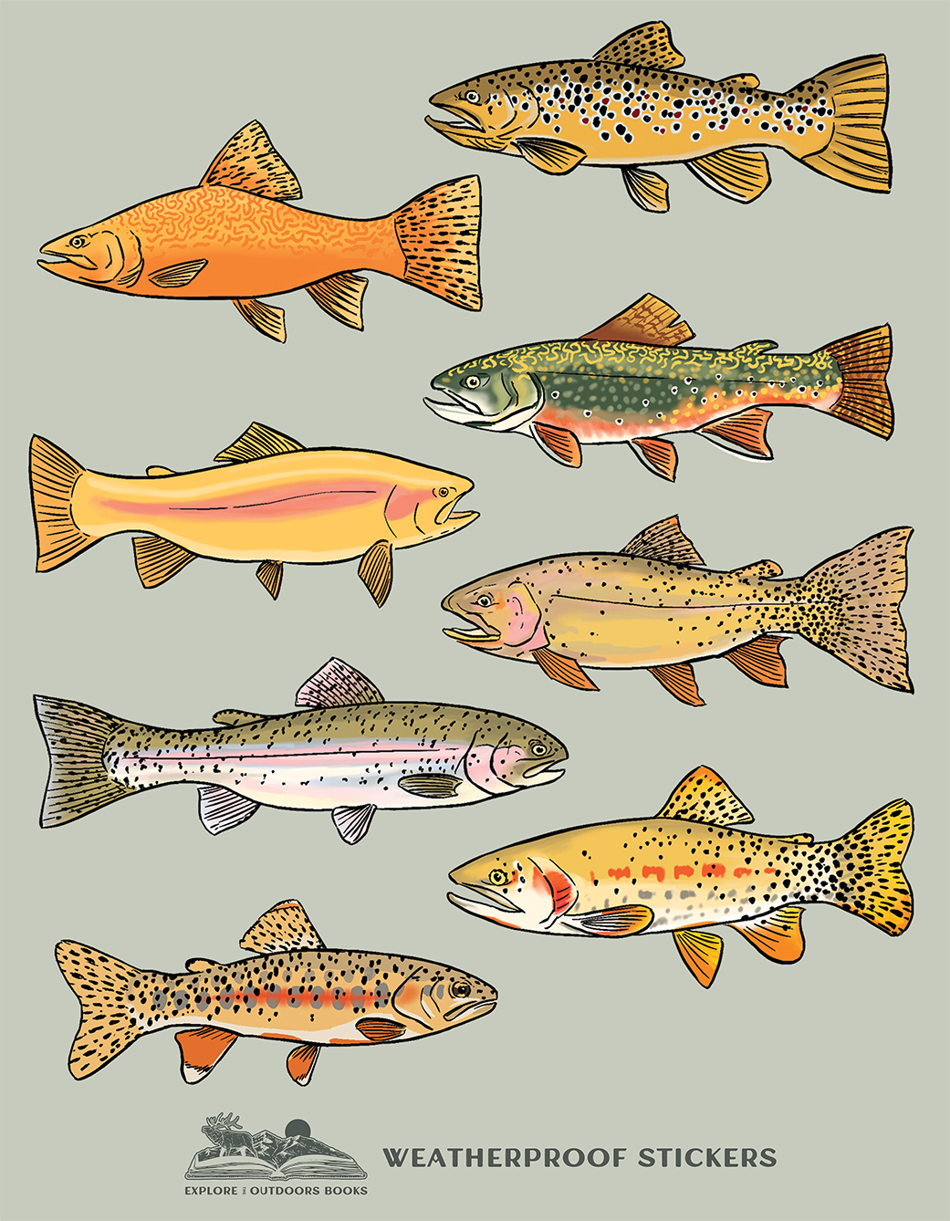 Trout Weatherproof Sticker Sheet