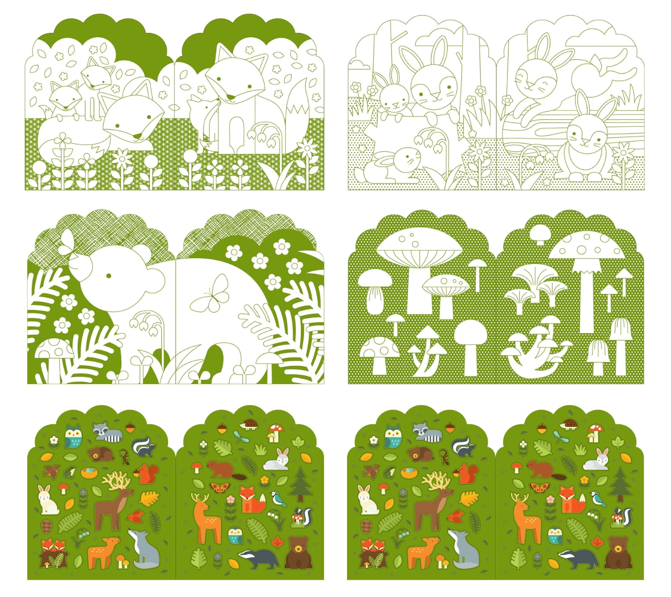 Woodland Coloring Book with Stickers