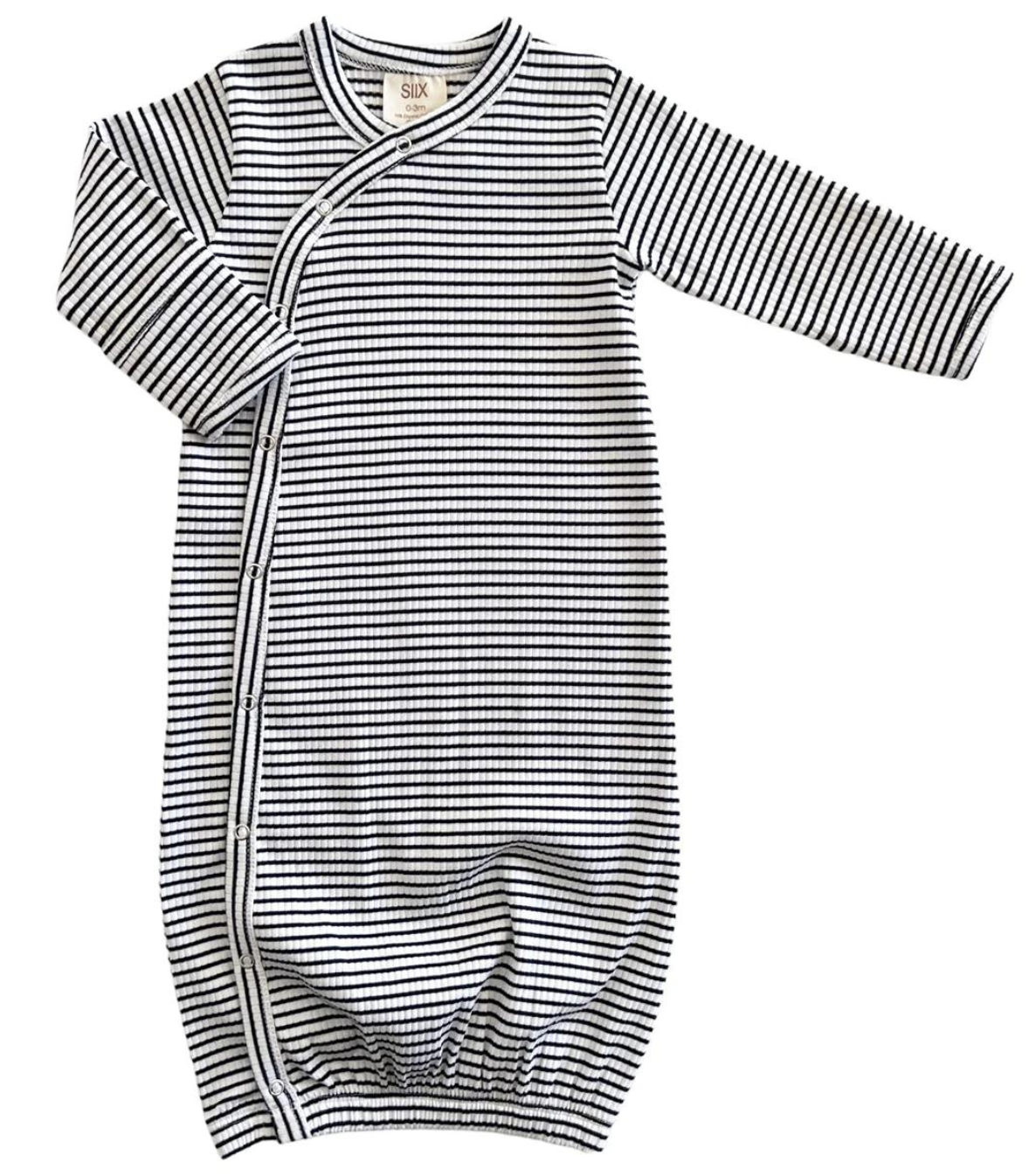 Black Stripe Organic Ribbed Gown