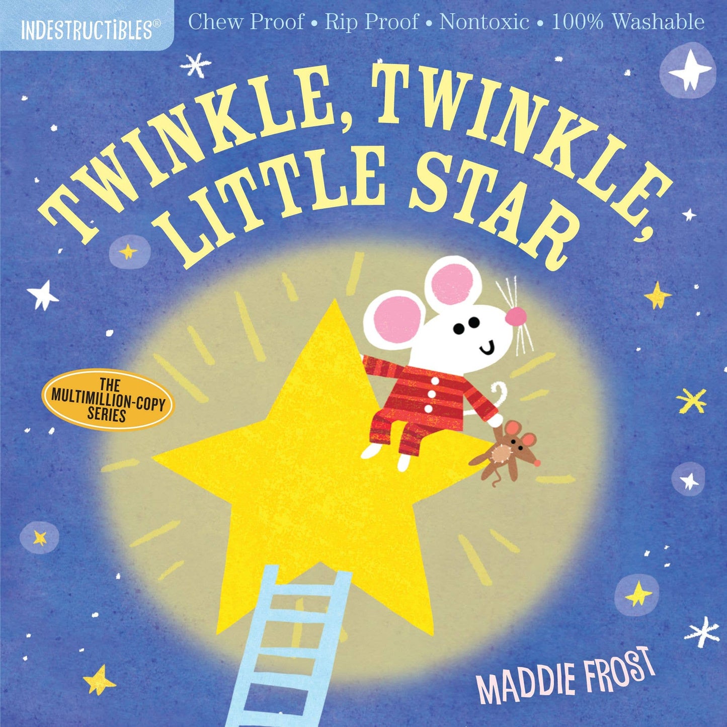 Book cover of 'Twinkle, Twinkle, Little Star' with a mouse on a star and blue background