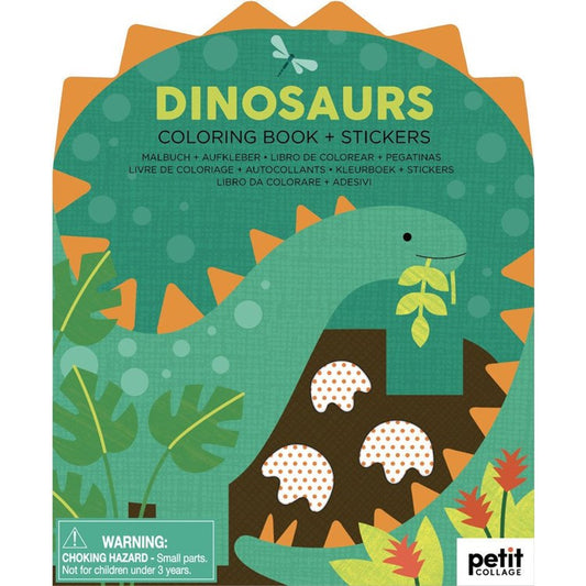 Coloring Book with Stickers Dinosaurs (Petit Collage)