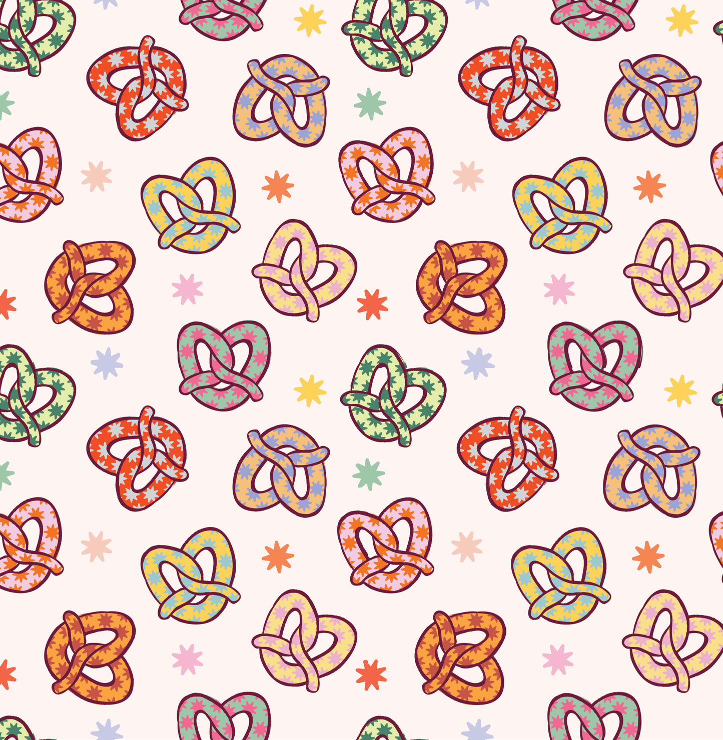 Colorful Pretzel Pajama Two Piece Set