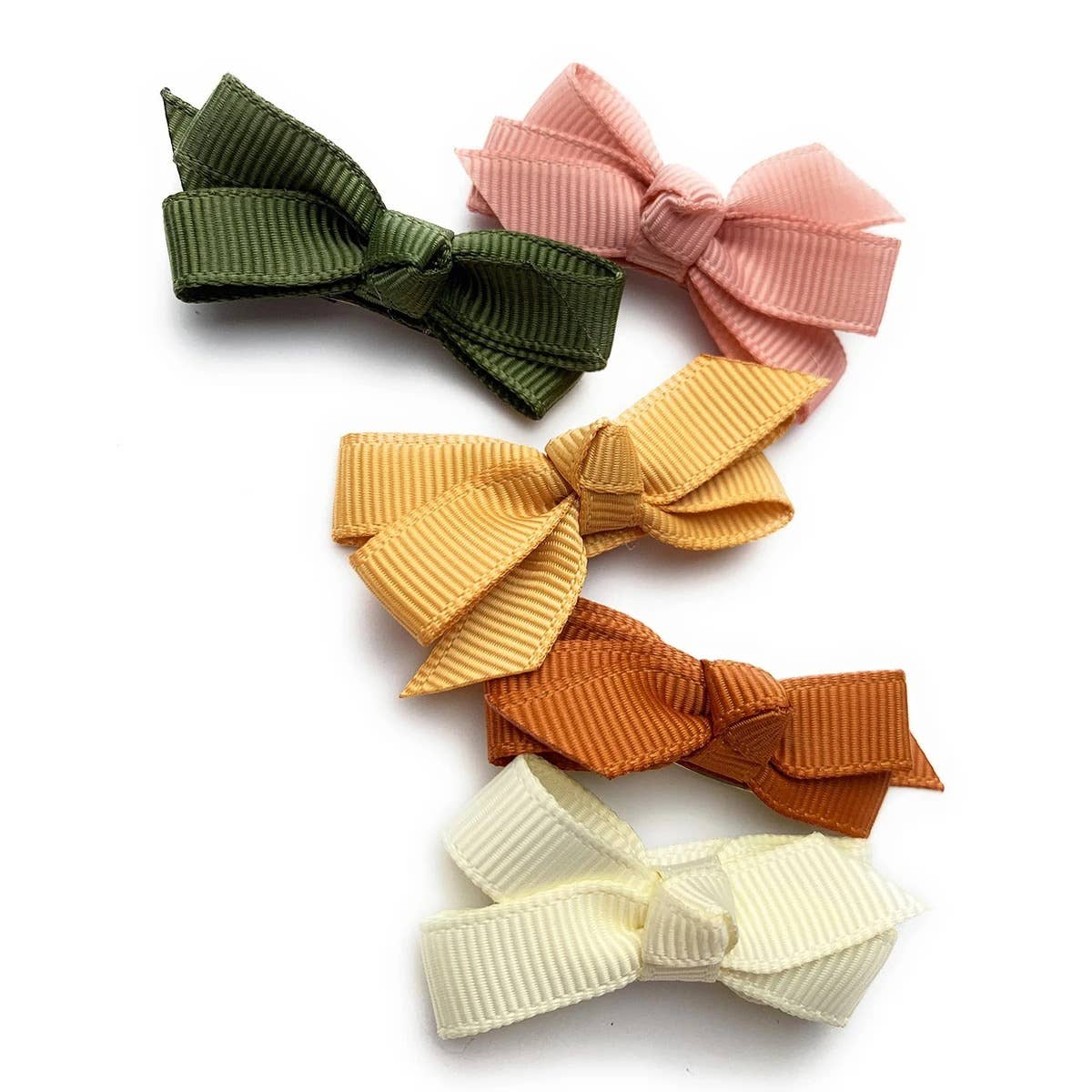Desertspring- 5 Grosgrain Bows Snap Clips