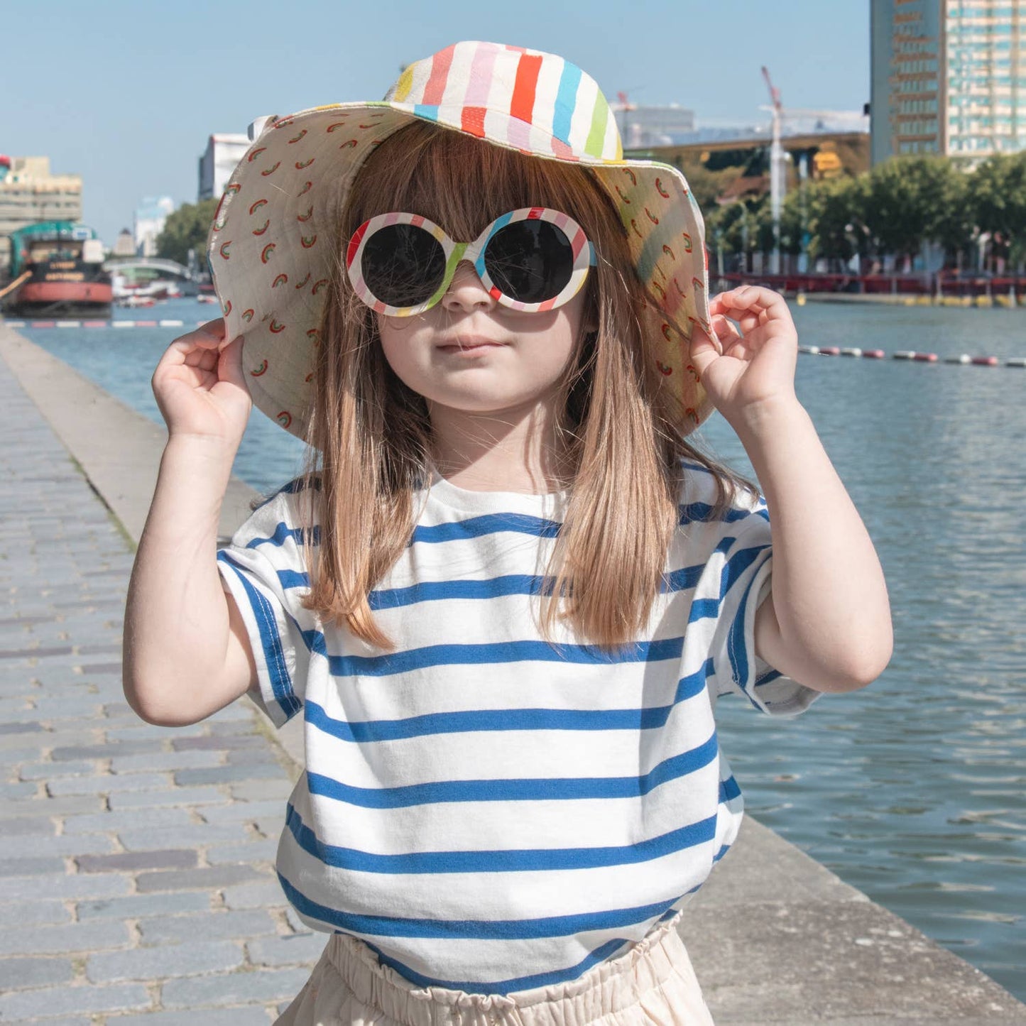 Rainbow Stripe Reversible Sun Hat 3-6 Years