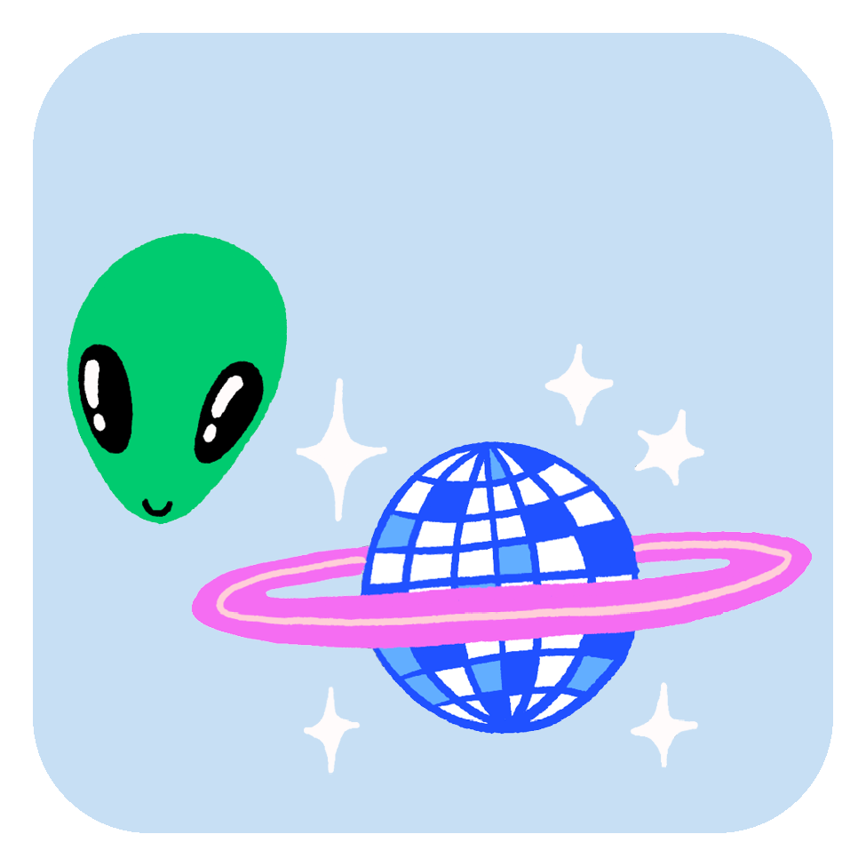 Alien Disco Buddies Iron-On
