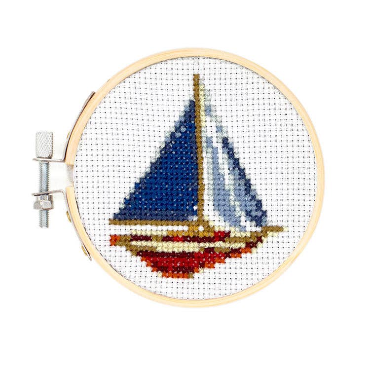 Sailboat Mini Crossstitch Embroidery