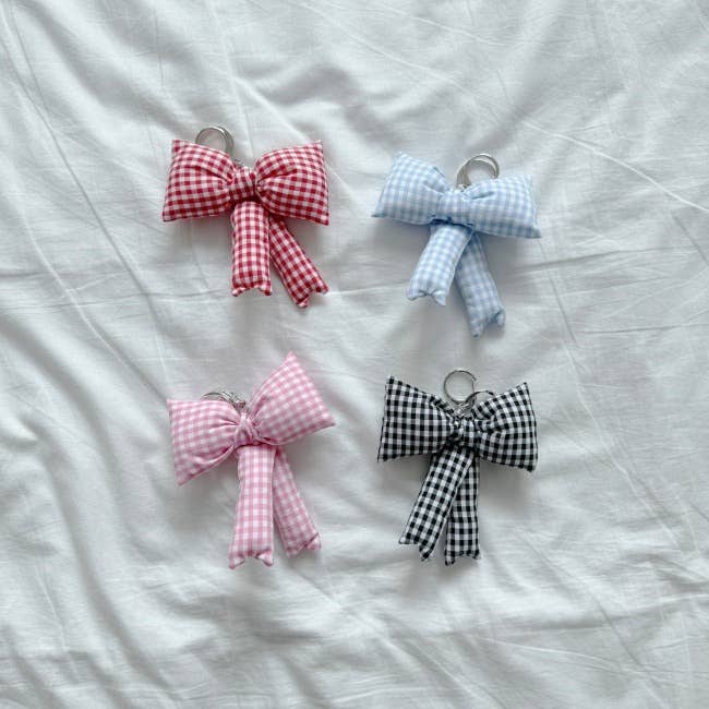 Gingham Puff Bow Bag Charm