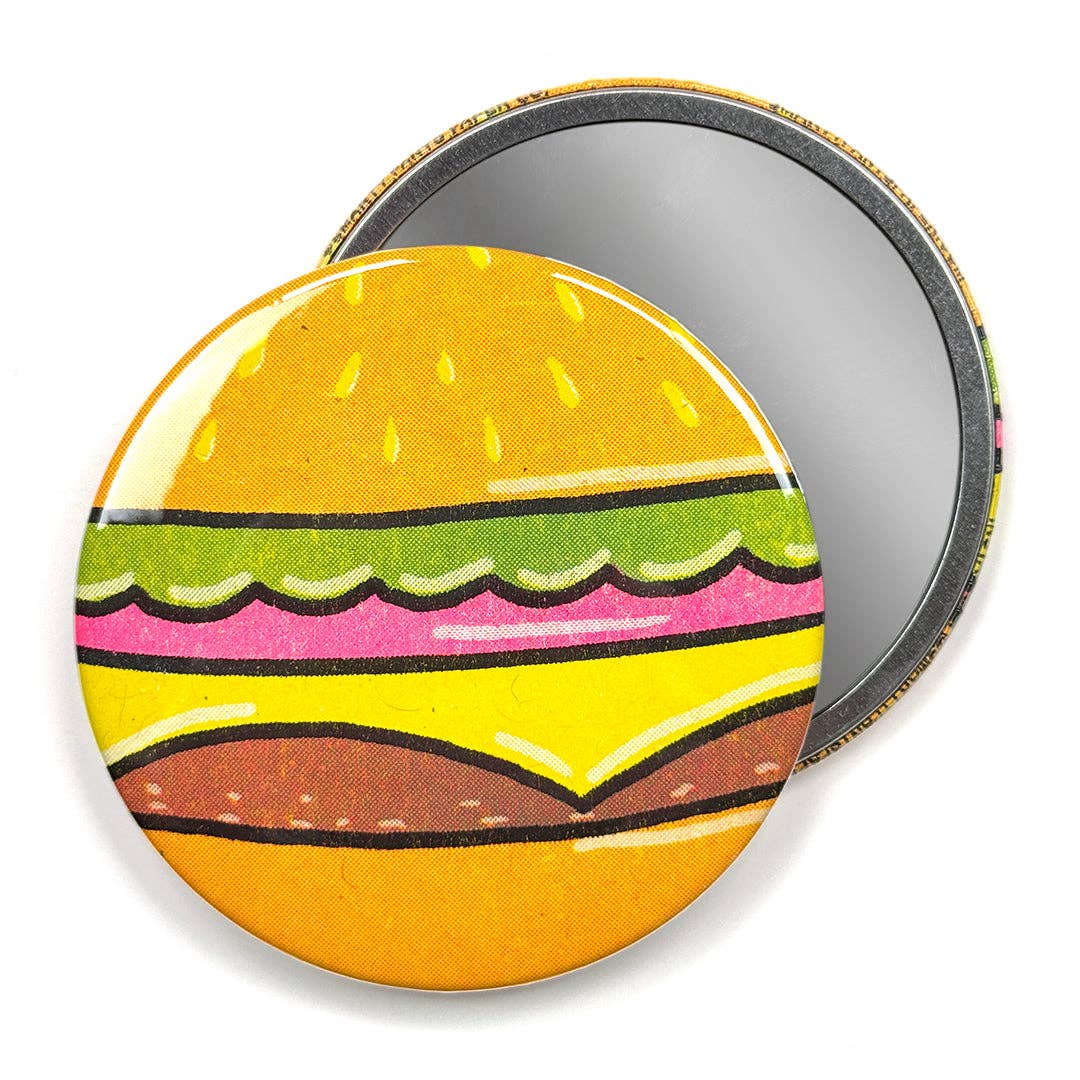 Cheeseburger Risograph Pocket Mirror