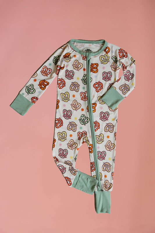 Colorful Pretzel Zipper Romper