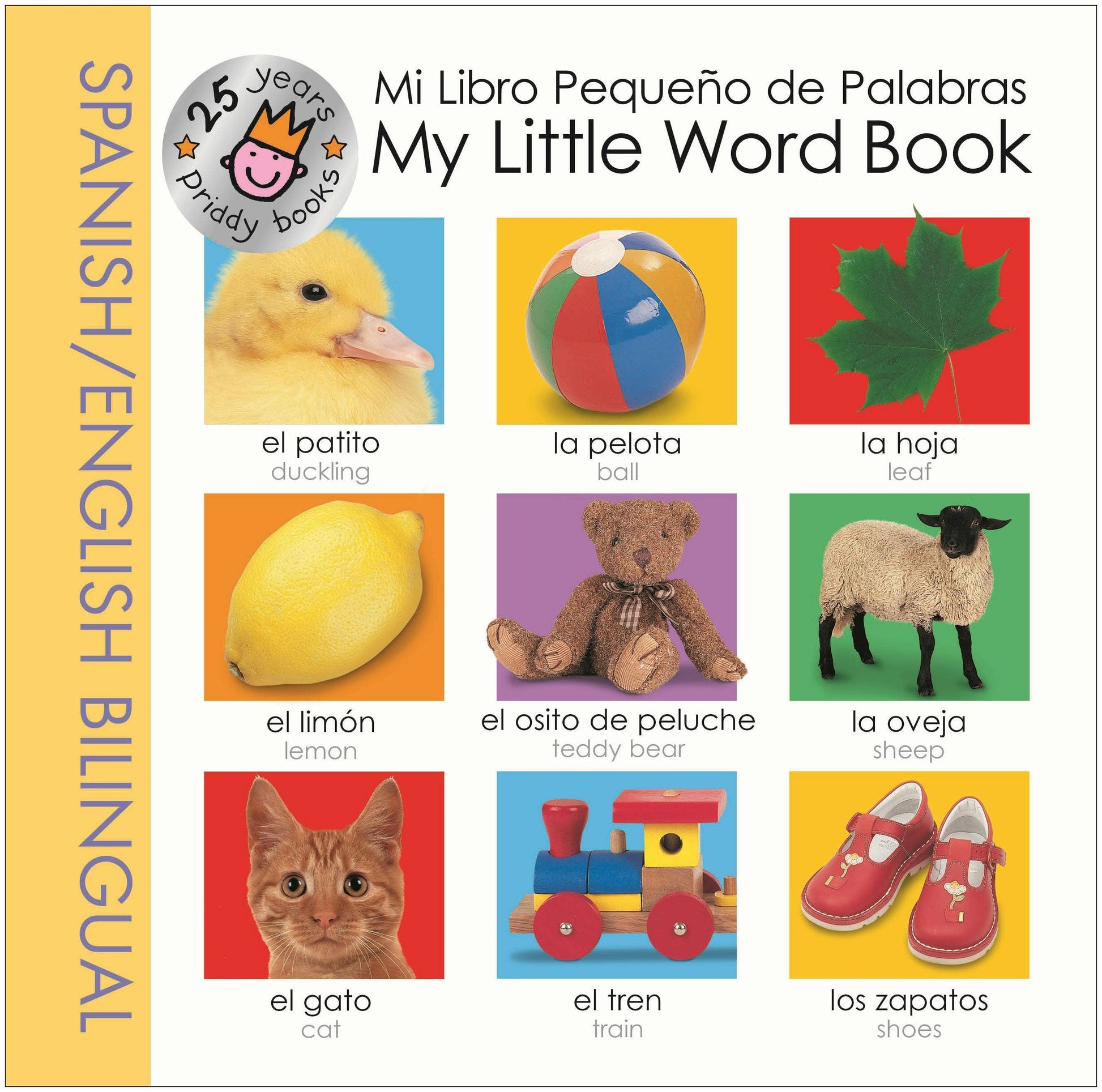 Bilingual Spanish/English children's book with illustrations and text of common objects and animals.