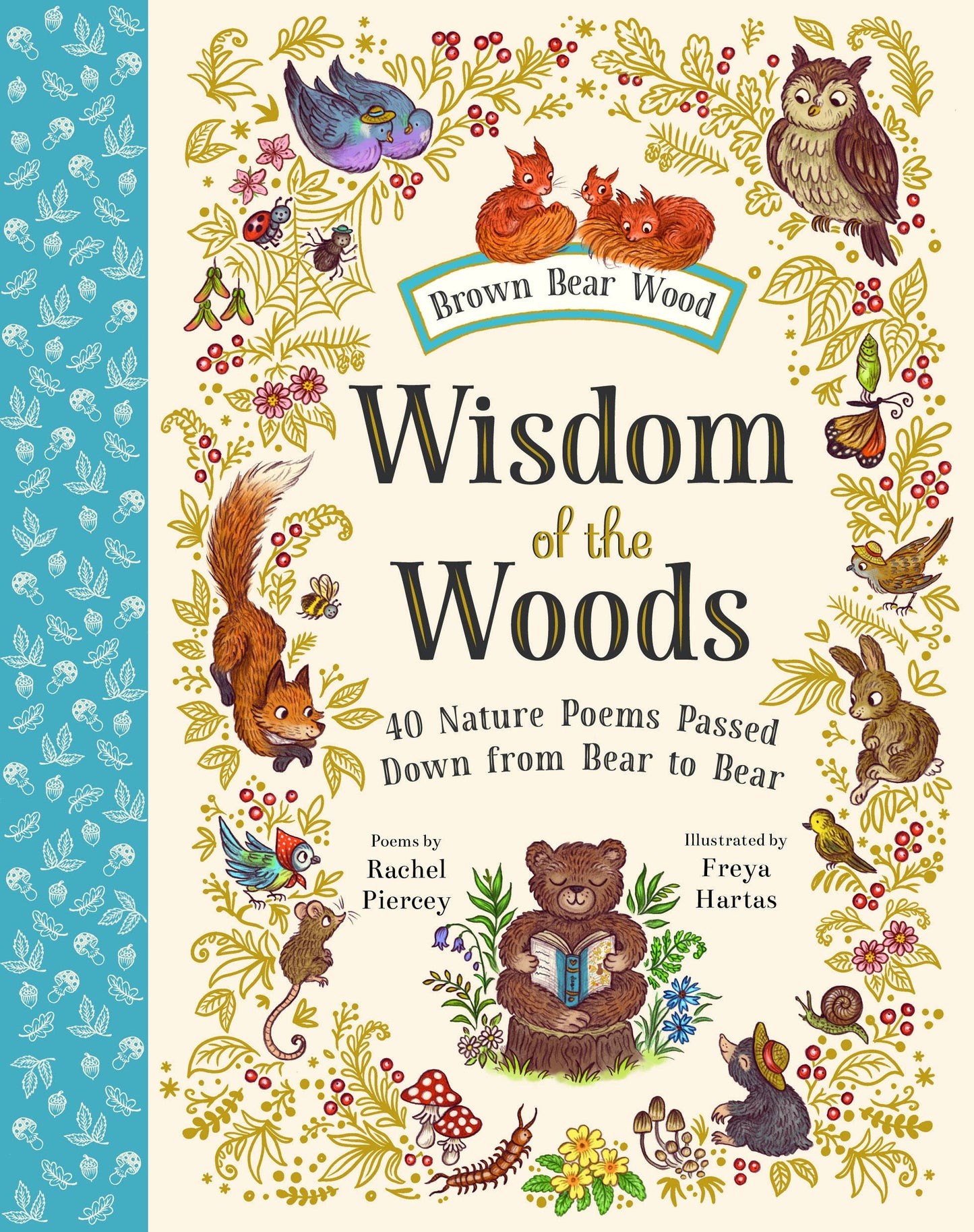 Book cover of 'Wisdom of the Woods' with illustrations of animals and nature-themed design.