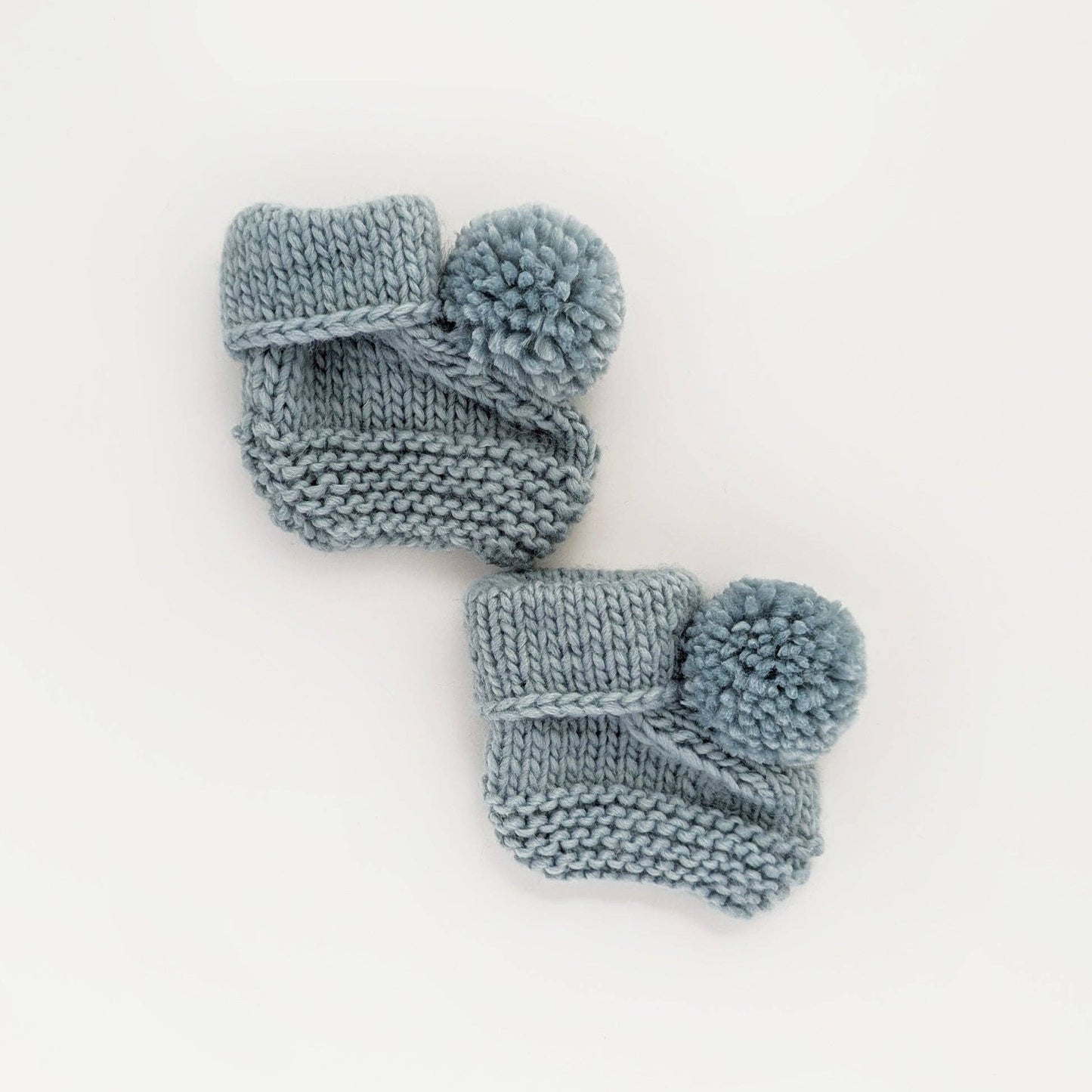 Garter Stitch Baby Booties with Pom Poms