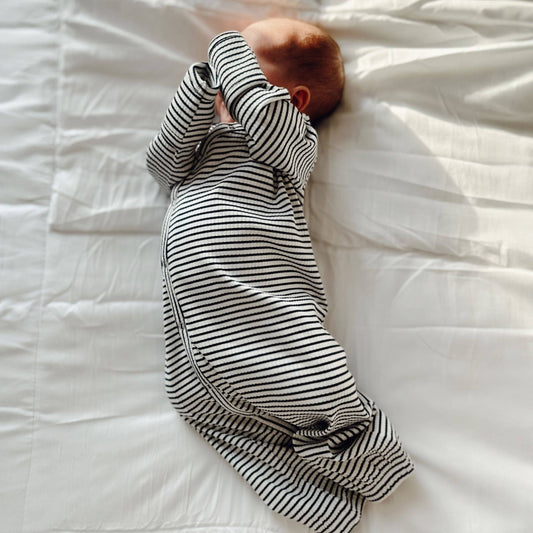 Black Stripe Organic Ribbed Gown