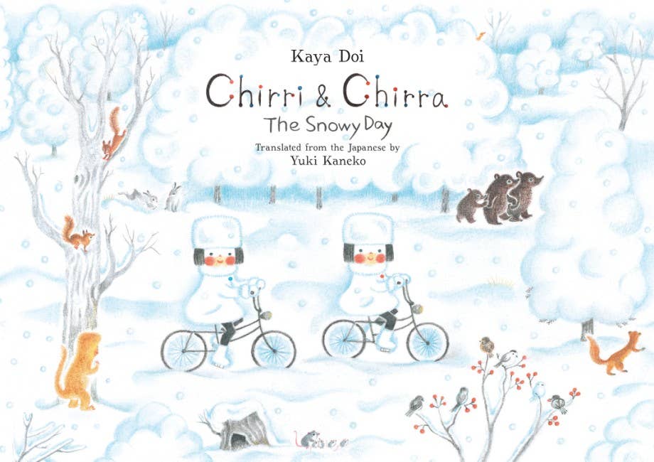 Book cover of 'Chirri & Chirra: The Snowy Day' with winter scene illustration.