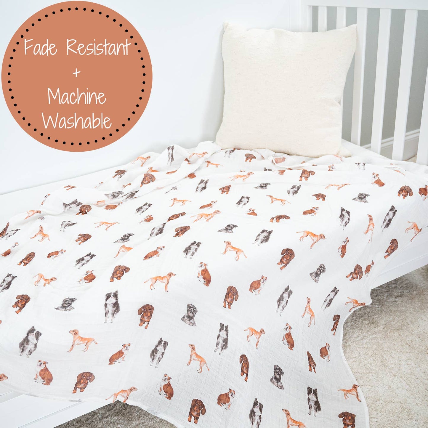 Adorable Dogs Muslin Swaddle Blanket