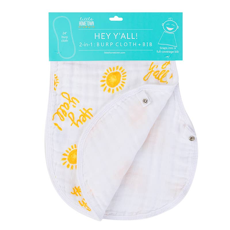 Hey Y'all Burp Cloth and Bib