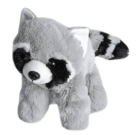 Plush raccoon toy on a white background