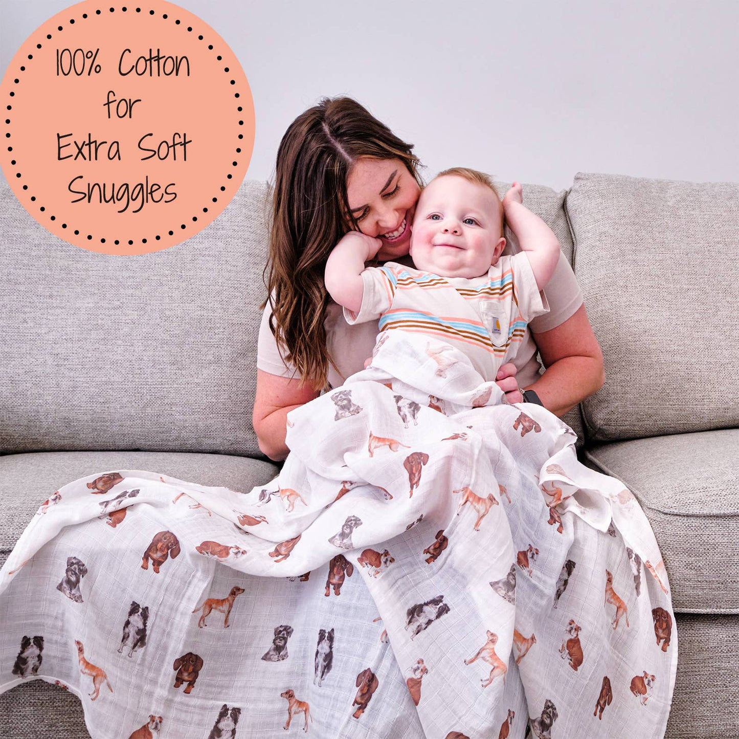 Adorable Dogs Muslin Swaddle Blanket