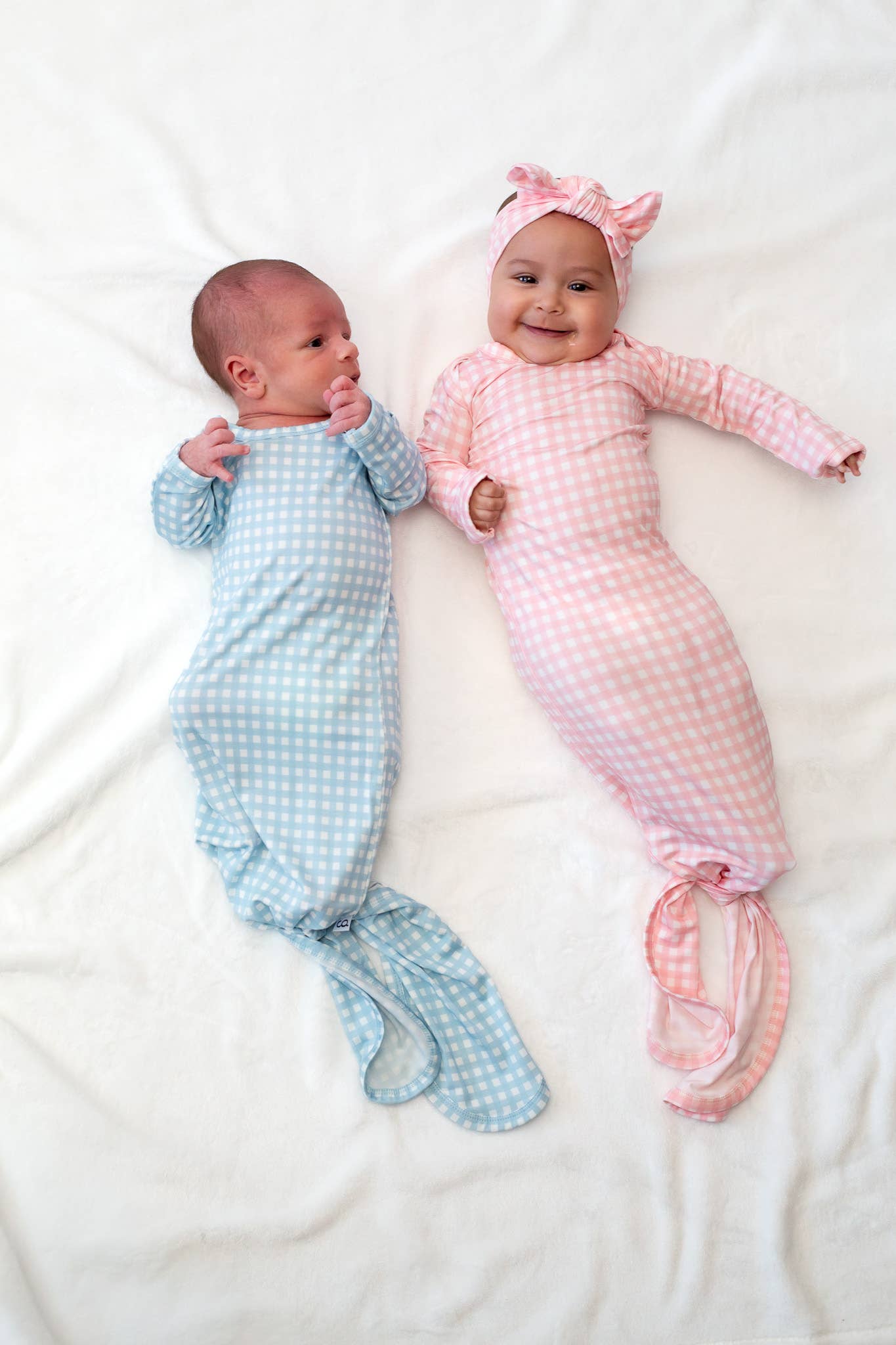 Pink Gingham Knotted Infant Gown