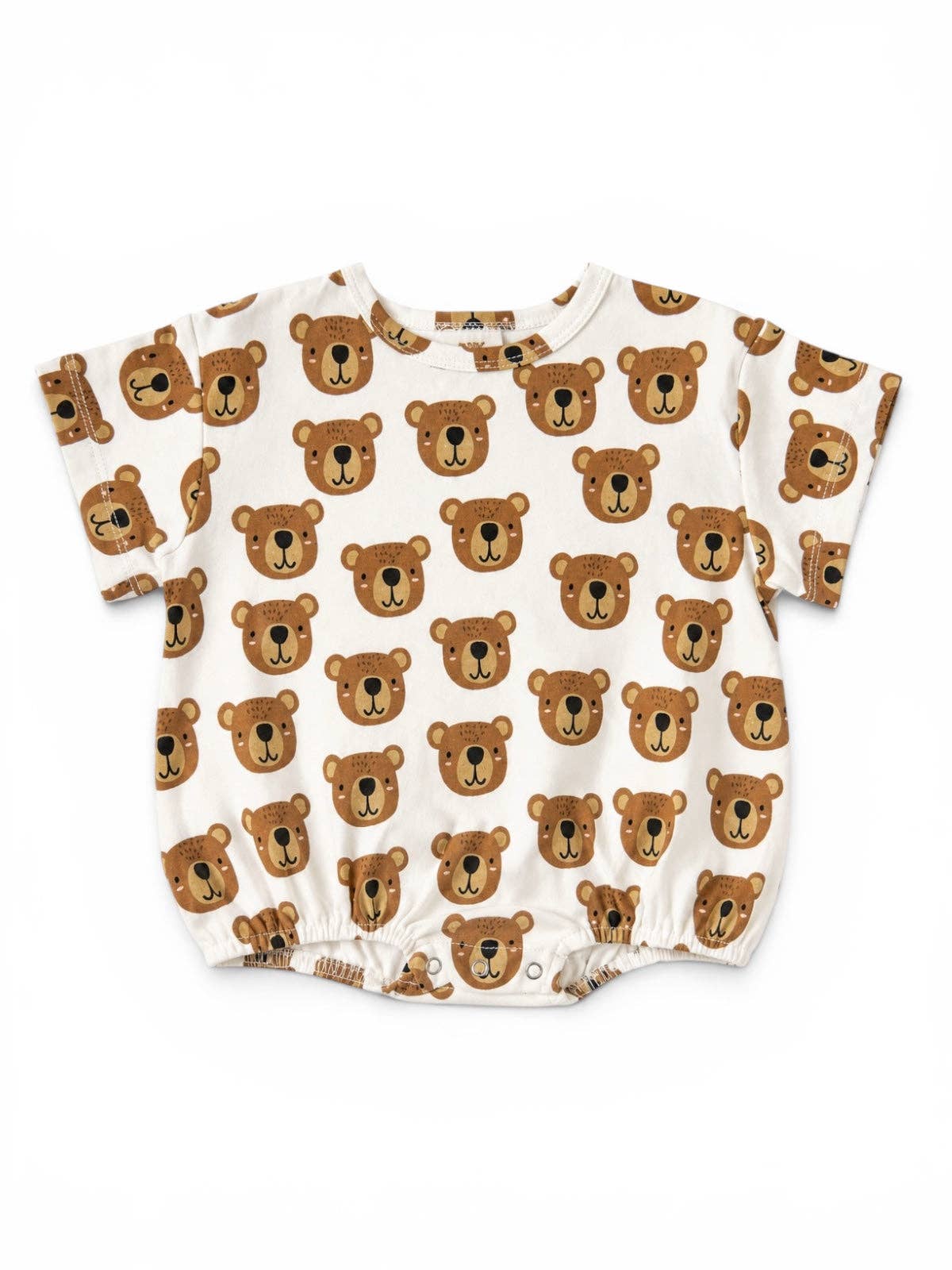 Baby romper with bear pattern on a white background