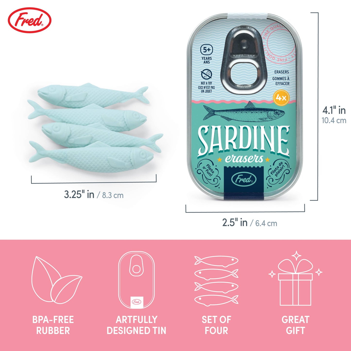 Sardine Erasers - Tin of 4