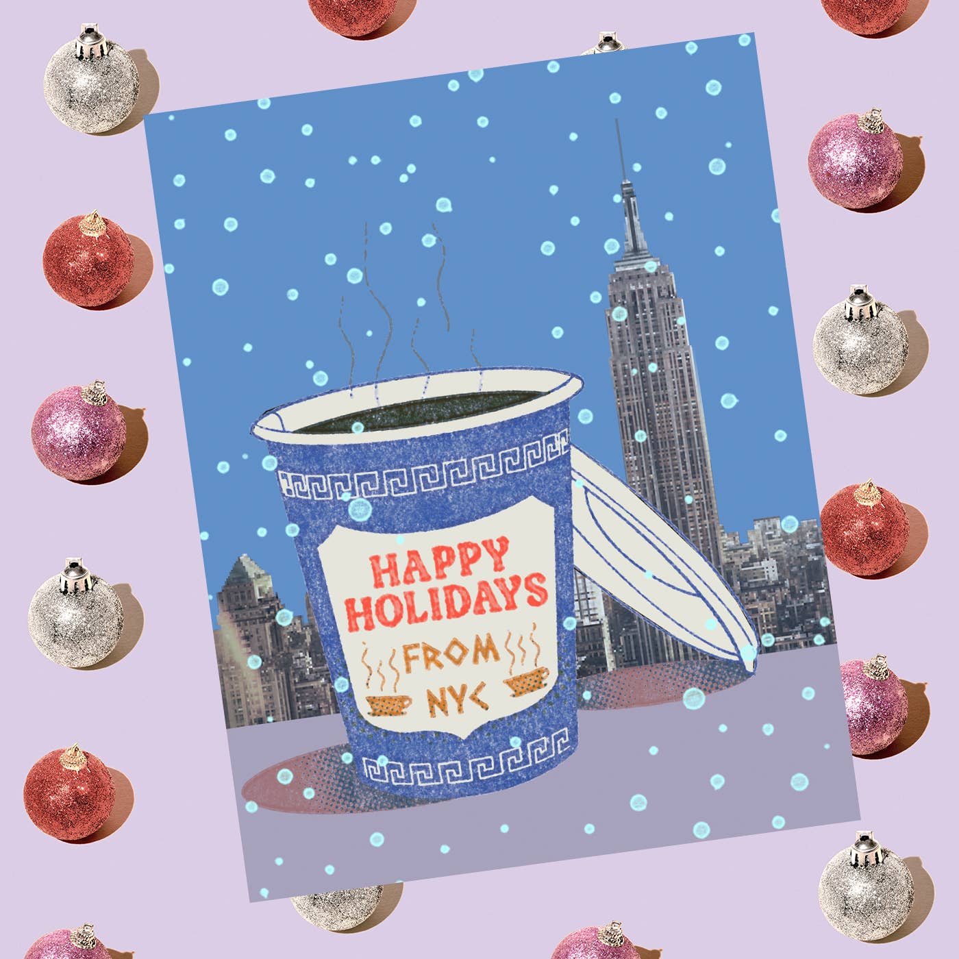 NY Coffee Cup Holiday Greeting Card