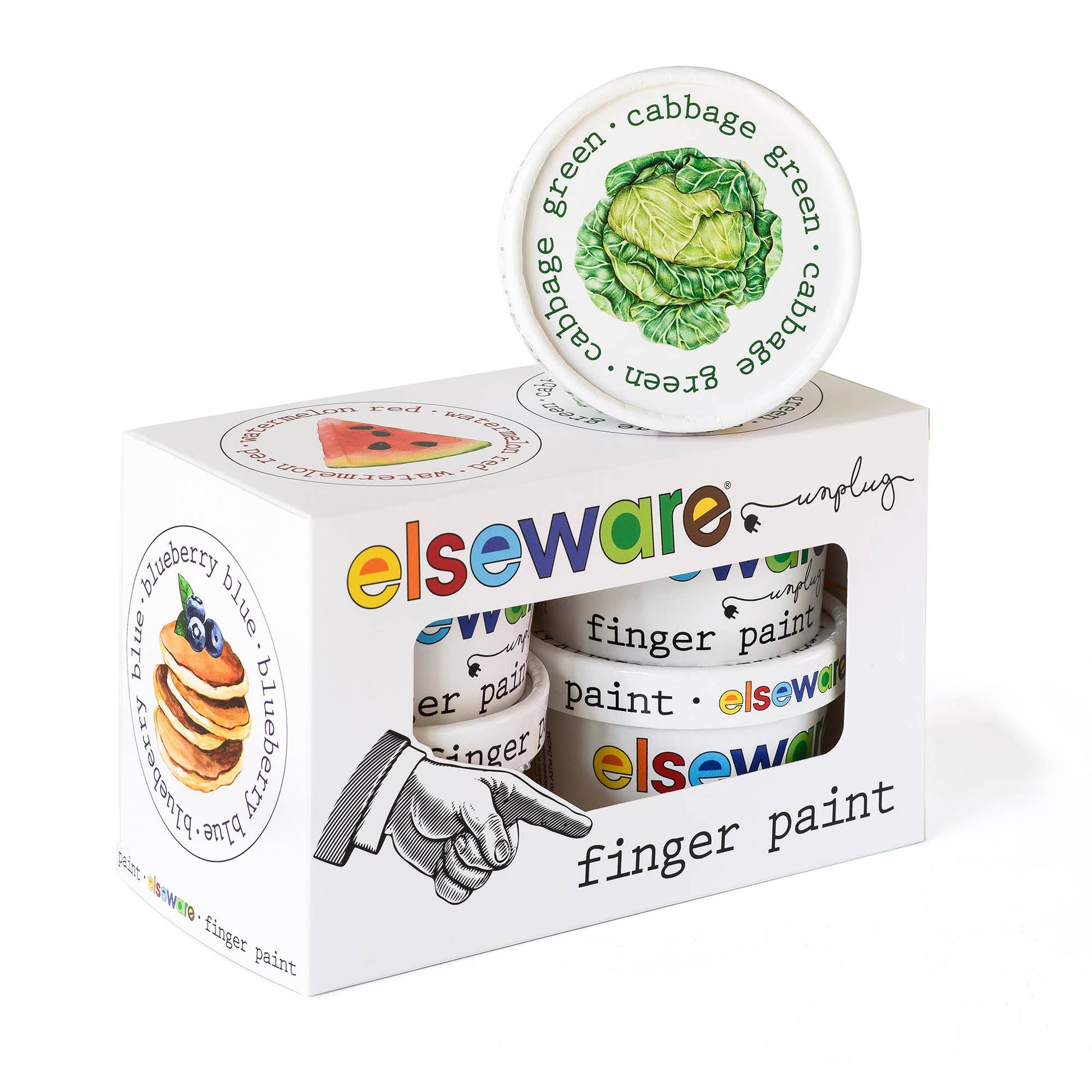elseware finger paint packaging with a white background