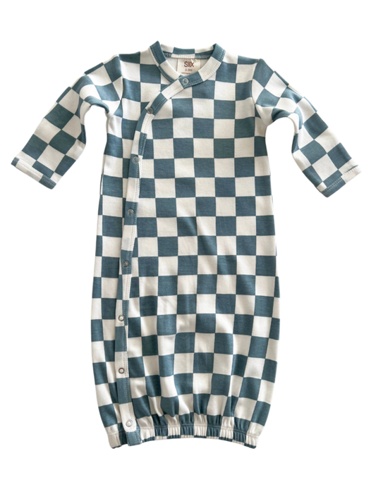 Blueberry Checkerboard Organic Gown