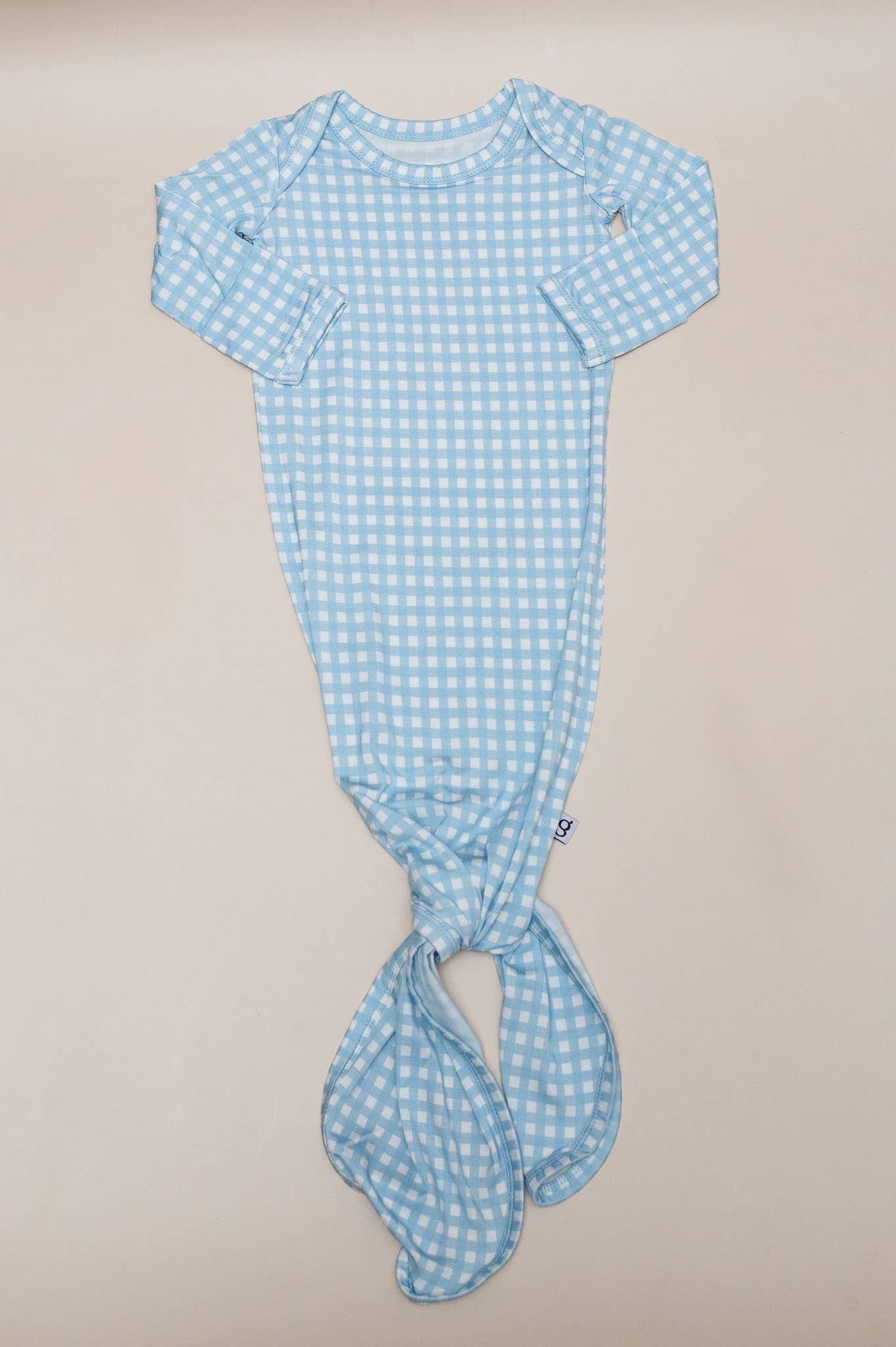 Blue Gingham Knotted Infant Gown